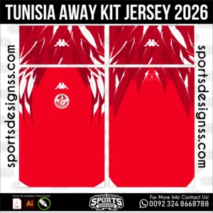 Tunisia Away Jersey 2026 - football shirt vector for sublimation printing