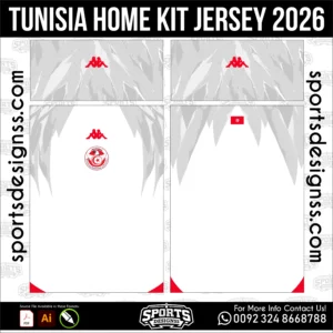 Tunisia Home Jersey 2026 - football shirt vector for sublimation printing
