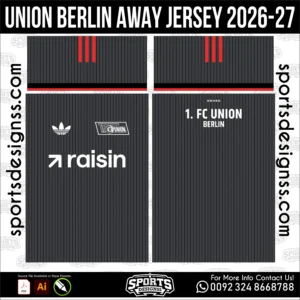 Union Berlin Away Jersey 2026-27 - football shirt vector for sublimation printing