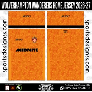 Wolverhampton Wanderers Home Jersey 2026-27 - football shirt vector for sublimation printing