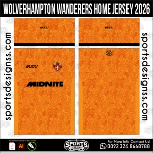 Wolverhampton Wanderers Home Jersey 2026 - football shirt vector for sublimation printing