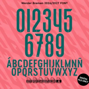 Werder Bremen Third 2026-27 Font - football jersey typeface OTF download