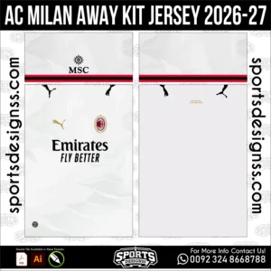 AC Milan Away Jersey 2026-27 - football shirt vector for sublimation printing