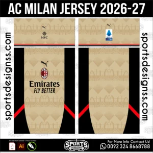 AC Milan Jersey 2026-27 - football shirt vector for sublimation printing