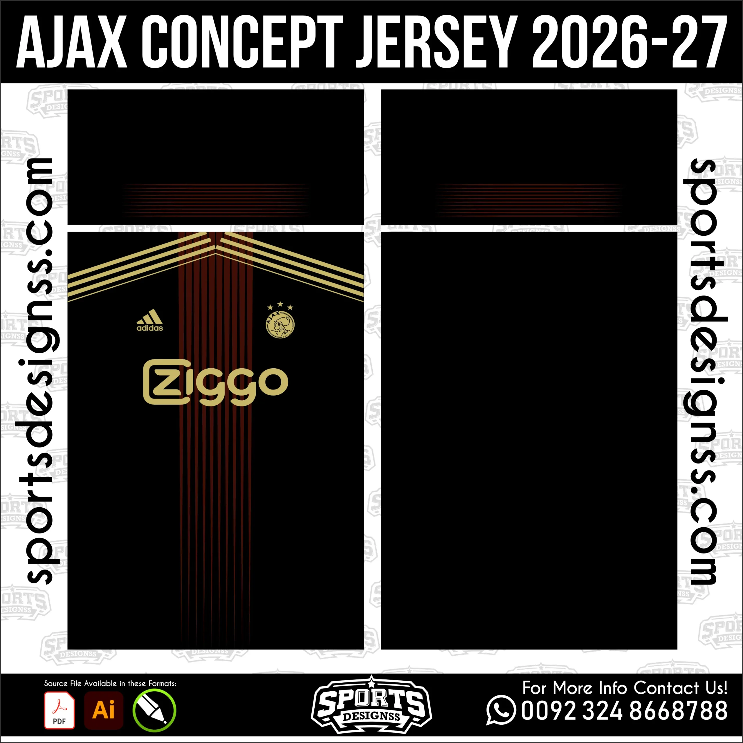 Ajax Concept Jersey 2026-27 Football Shirt Vector for Sublimation Printing