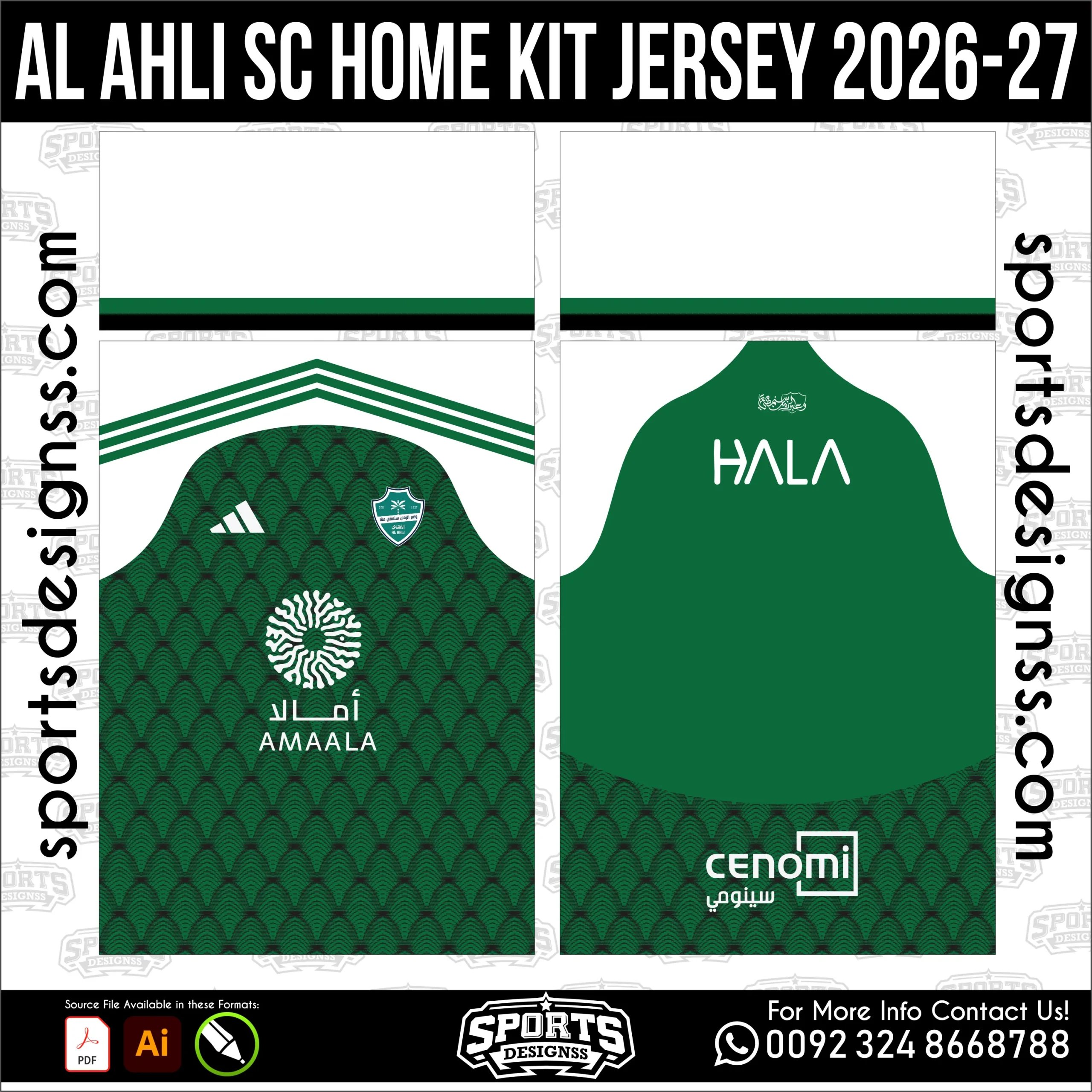 Al Ahli SC Home Jersey 2026-27 - football shirt vector for sublimation printing