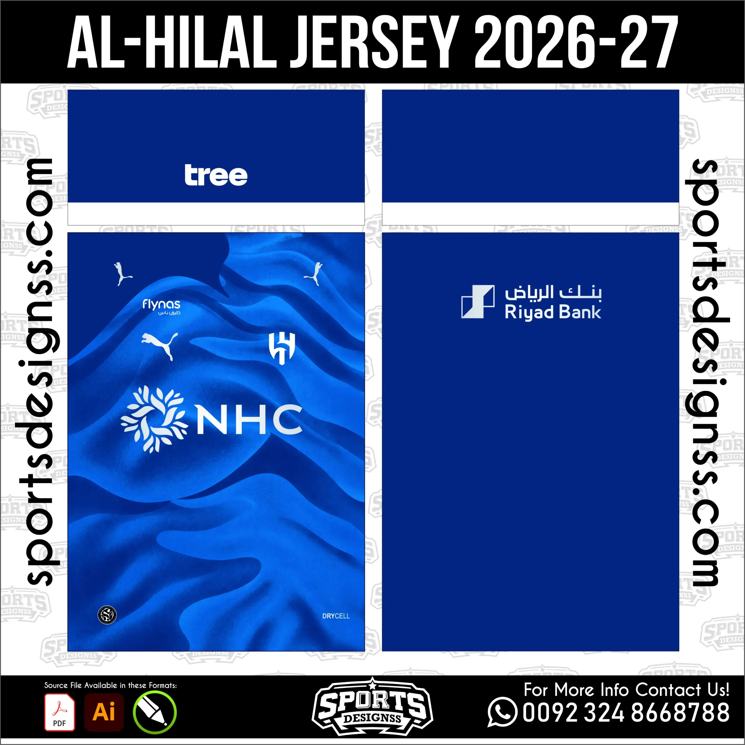 Al Hilal Jersey 2026-27 - football shirt vector for sublimation printing