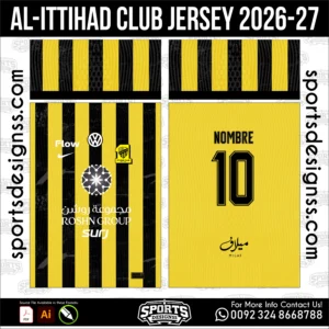 Al-Ittihad Jersey 2026-27 - football shirt vector for sublimation printing