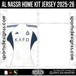 Al Nassr Home Jersey 2025-26 - football shirt vector for sublimation printing