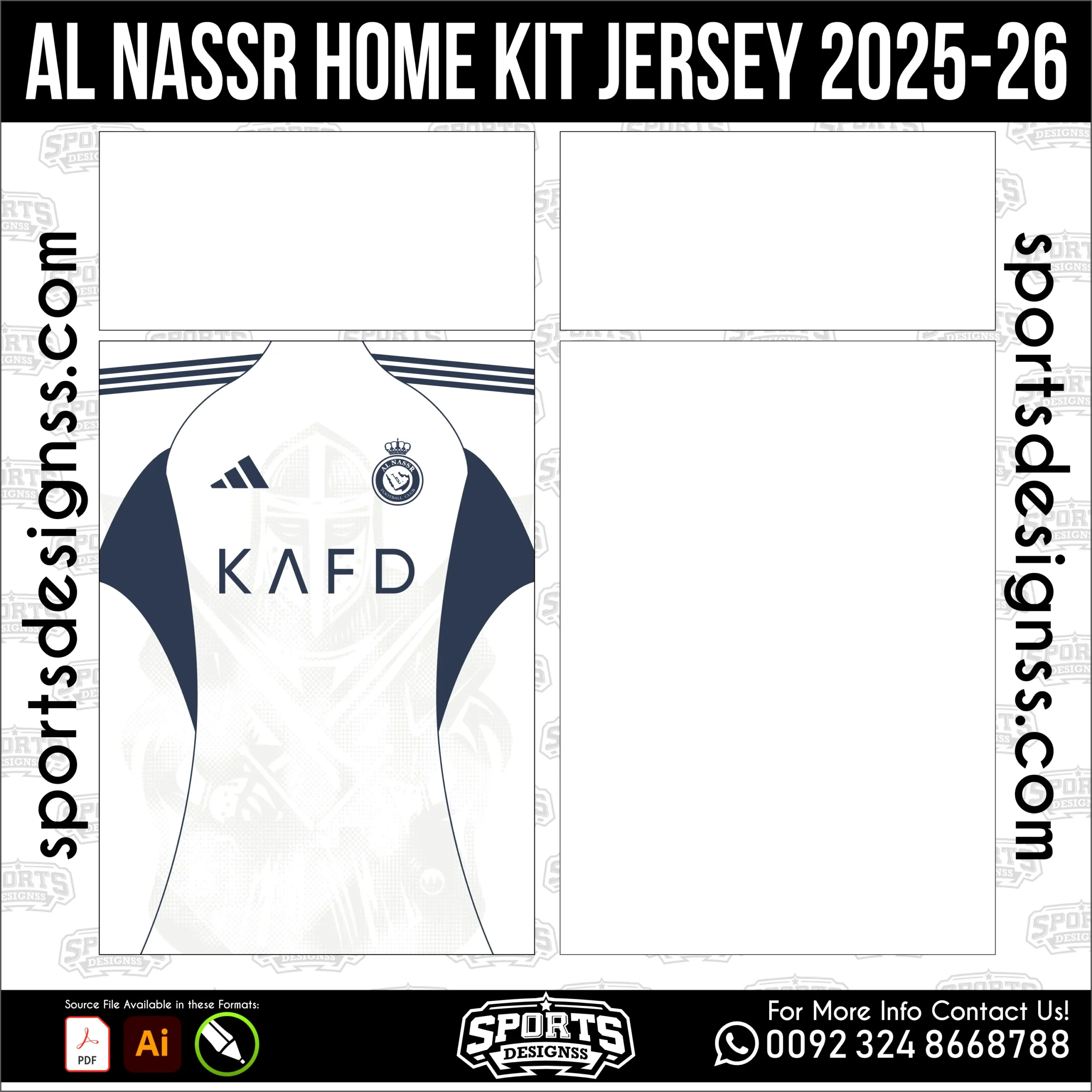Al Nassr Home Jersey 2025-26 - football shirt vector for sublimation printing