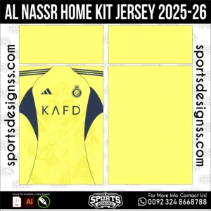 Al Nassr Home Jersey 2025-26 - football shirt vector for sublimation printing