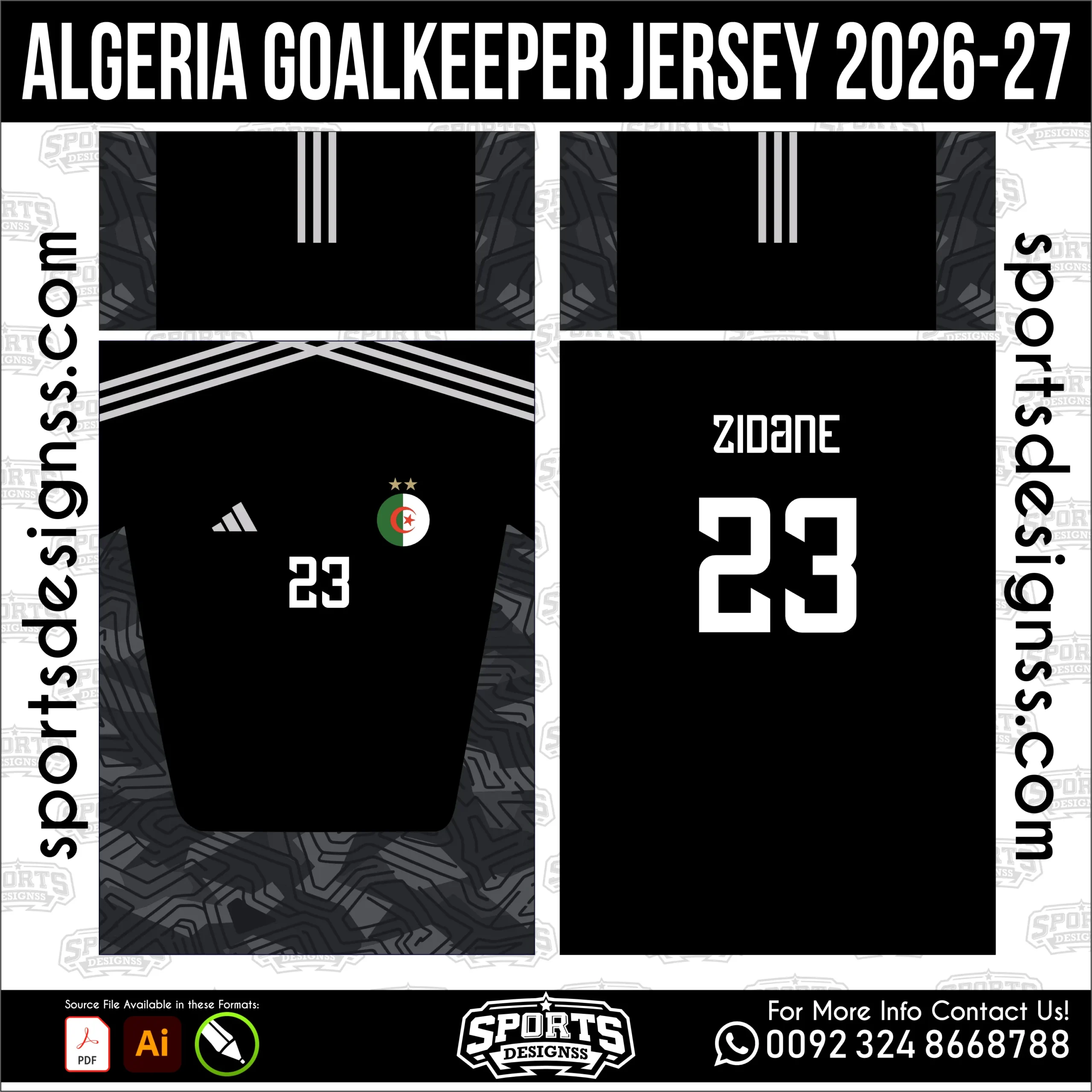 Algeria Goalkeeper Jersey 2026-27 - football shirt vector for sublimation printing