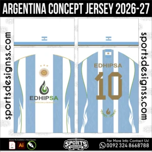Argentina Concept Jersey 2026-27 - football shirt vector for sublimation printing