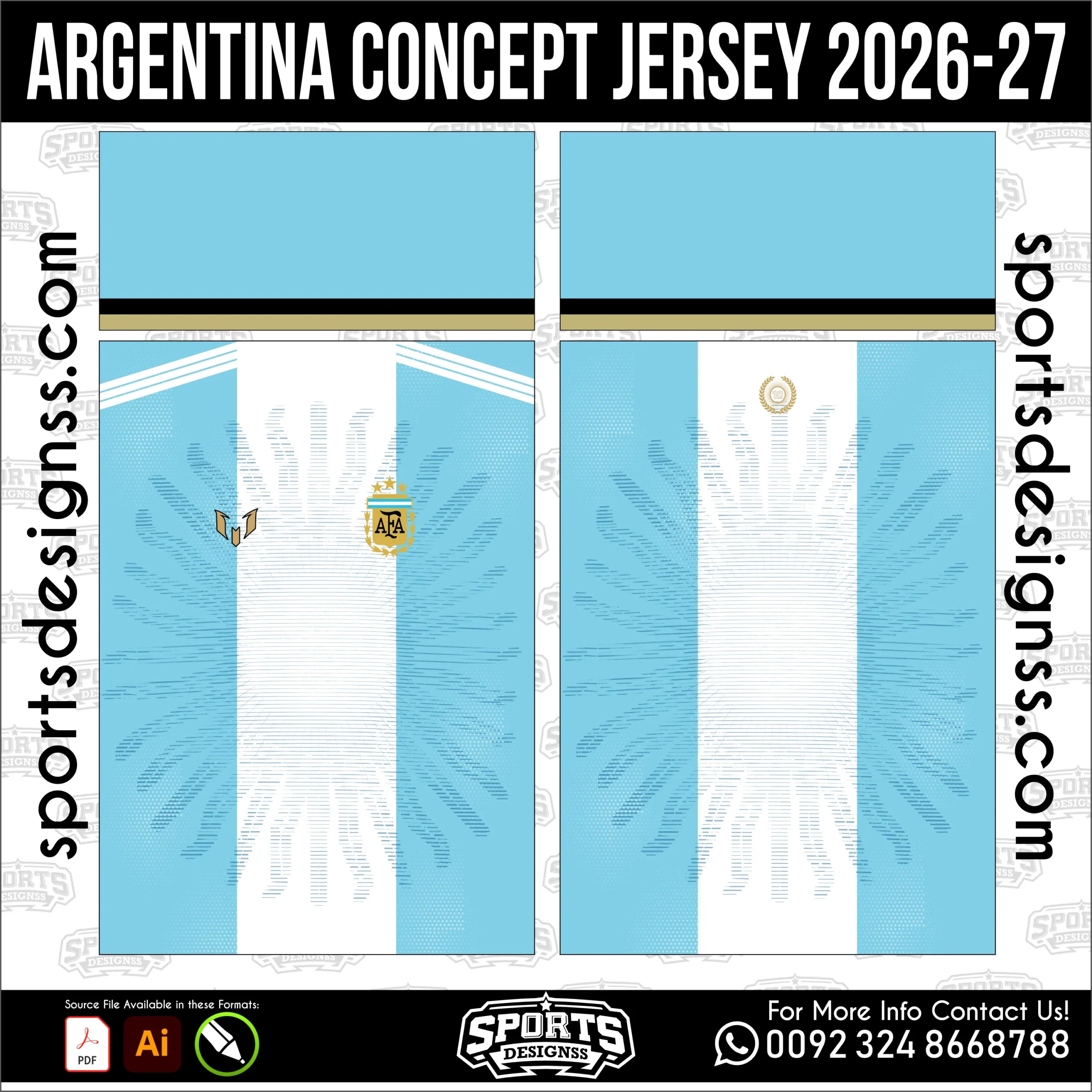 Argentina Concept Jersey 2026-27 Football Shirt Vector