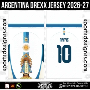 Argentina Drexx Jersey 2026-27 - football shirt vector for sublimation printing