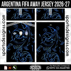 Argentina FIFA Away Jersey 2026-27 football shirt vector for sublimation printing