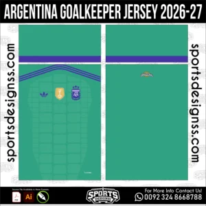 Argentina Goalkeeper Jersey 2026-27 - football shirt vector for sublimation printing