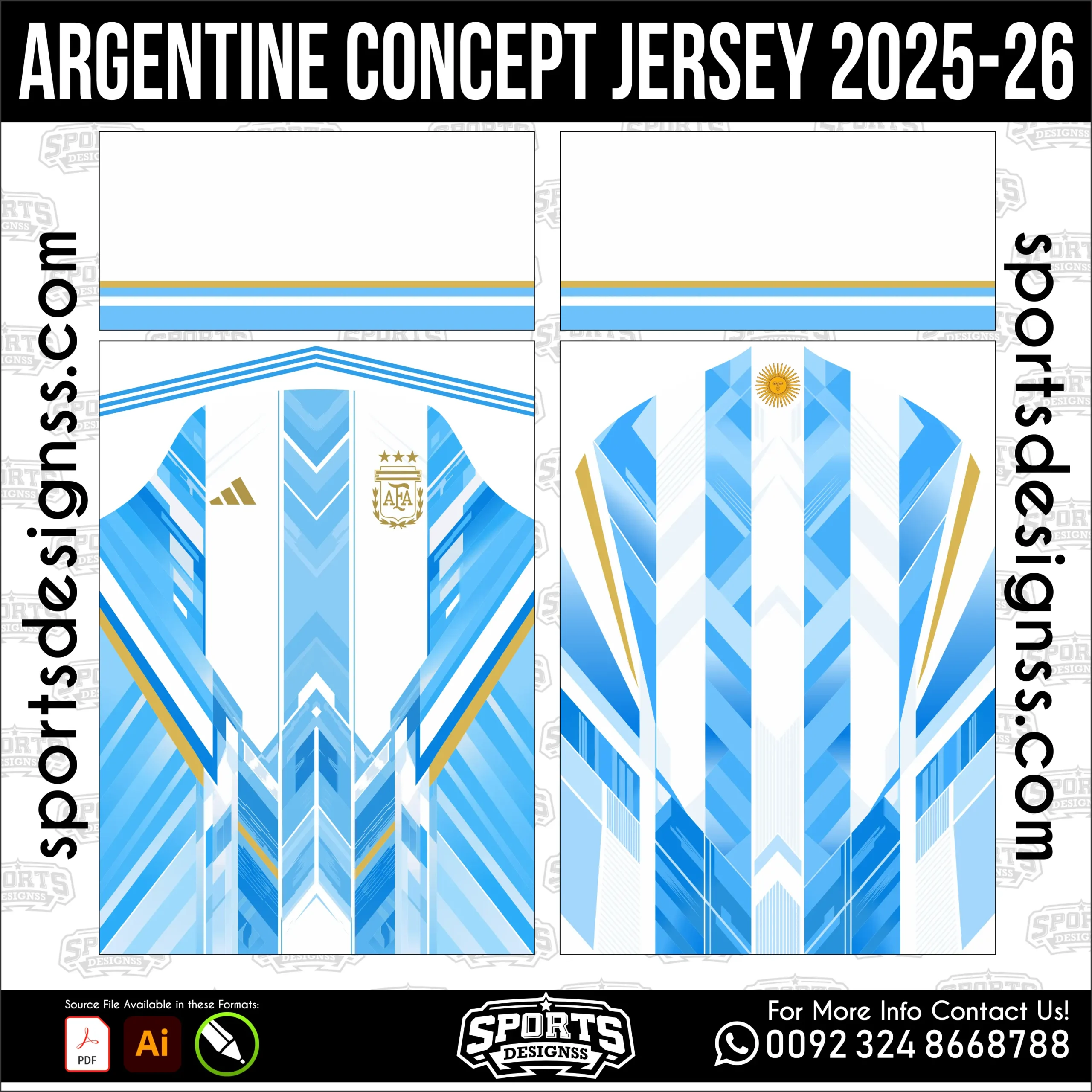 Argentina Concept Jersey 2025-26 - football shirt vector for sublimation printing