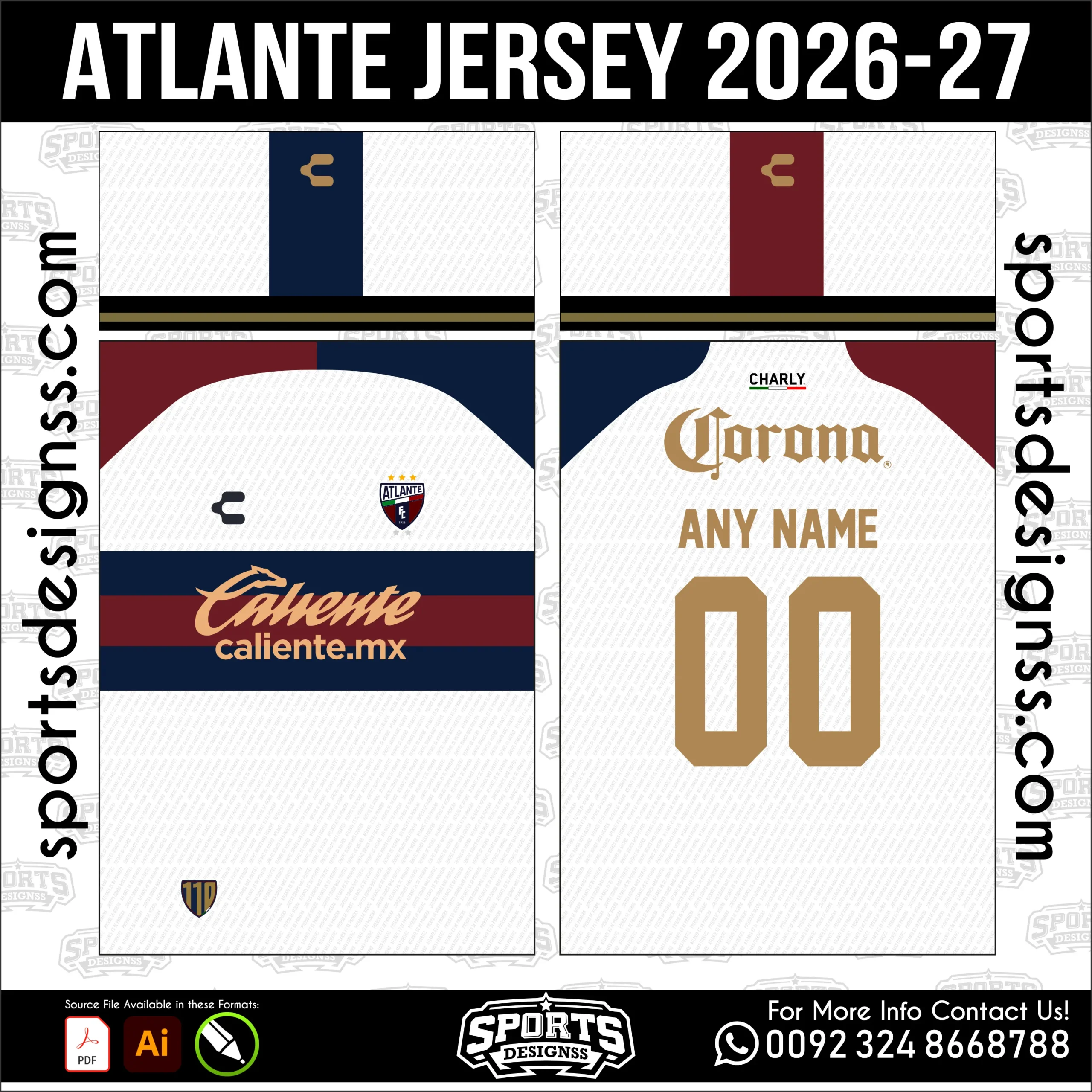 Atlante Jersey 2026-27 - football shirt vector for sublimation printing