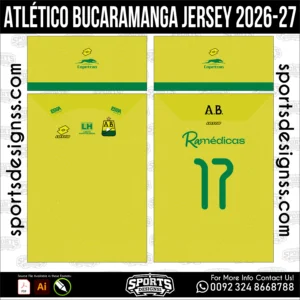 AtlΓ©tico Bucaramanga Jersey 2026-27 - football shirt vector for sublimation printing
