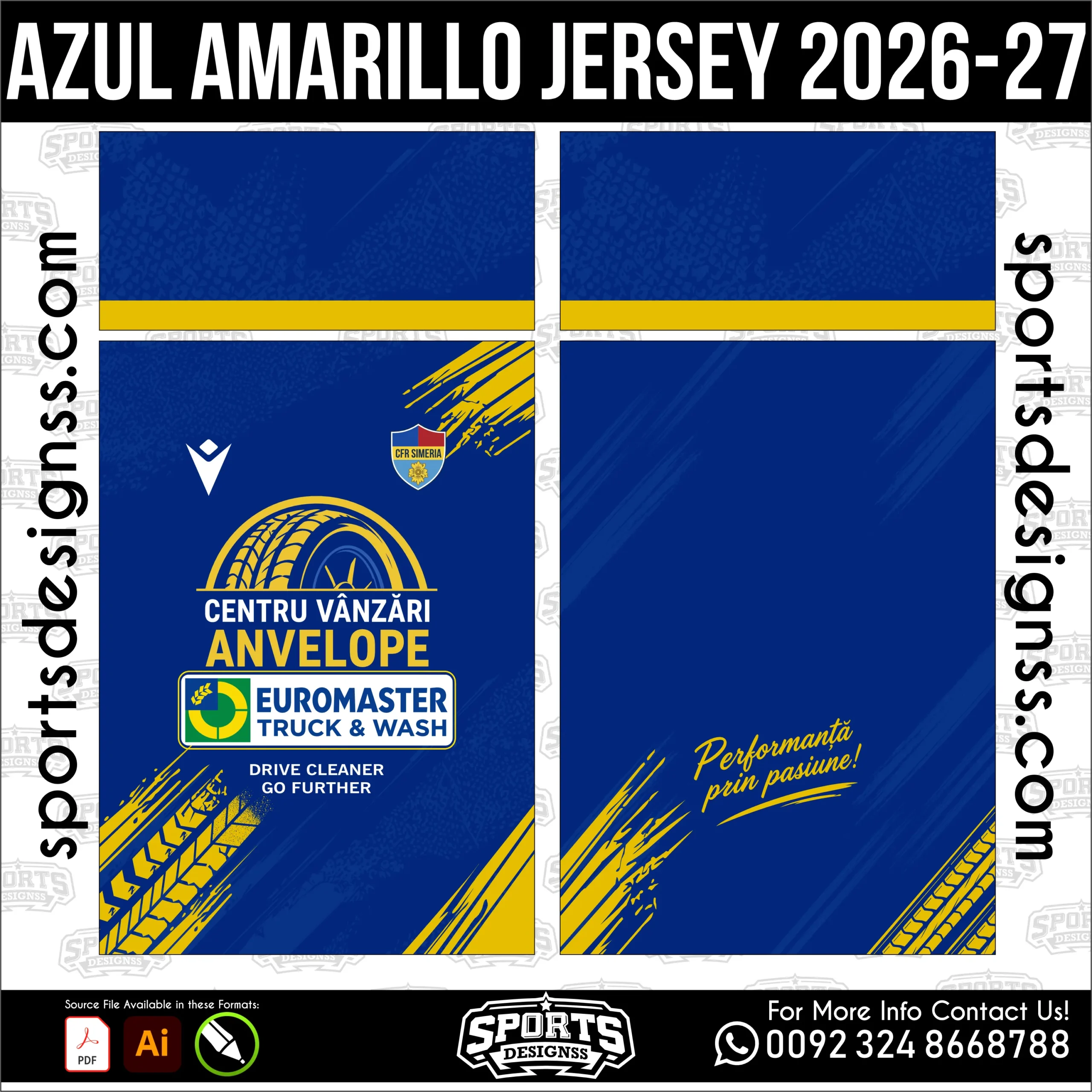 Azul Amarillo Jersey 2026-27 Football Shirt Vector for Sublimation Printing