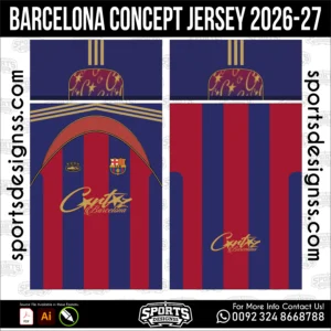 Barcelona Concept Jersey 2026-27 - football shirt vector for sublimation printing