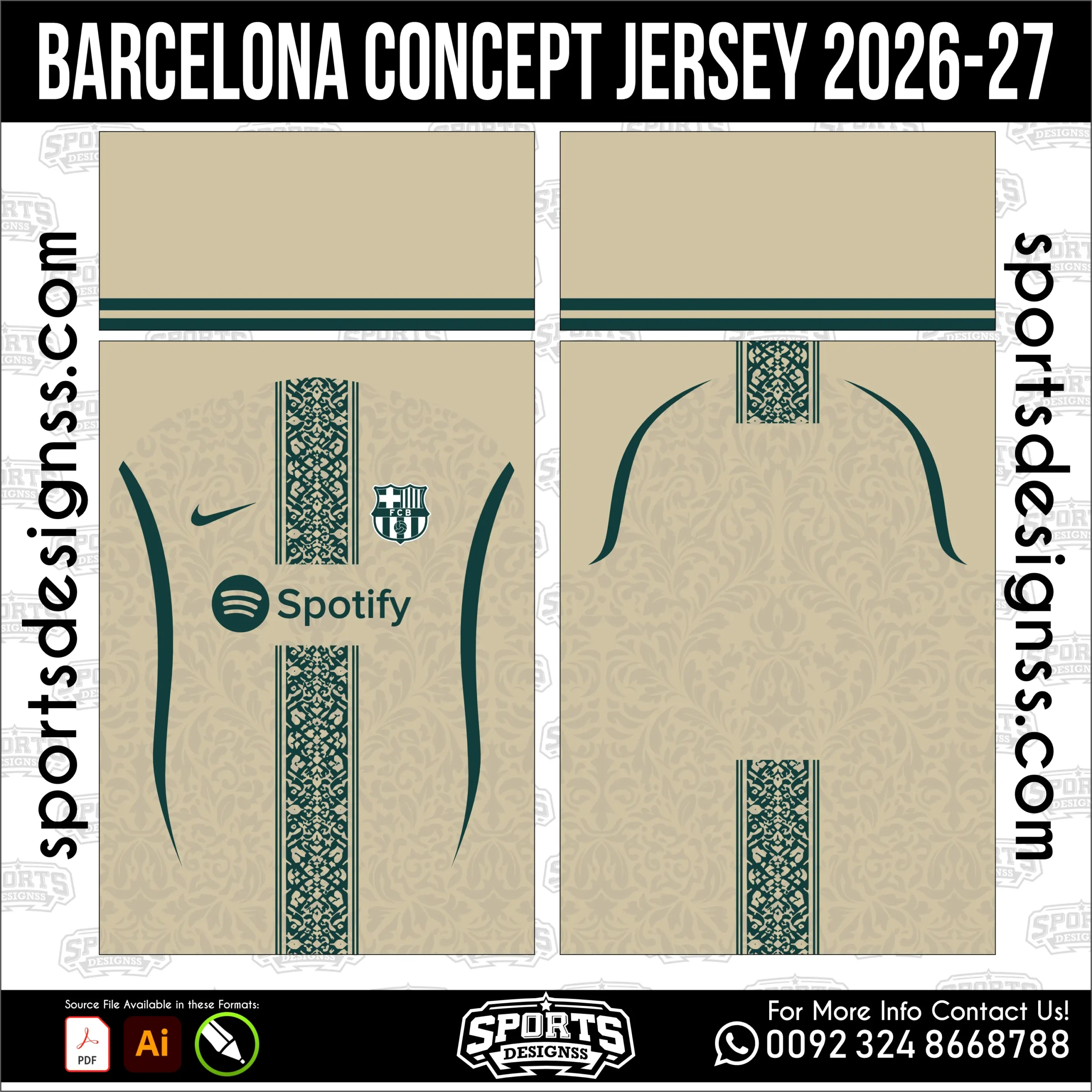 Barcelona Concept Jersey 2026-27 - football shirt vector for sublimation printing