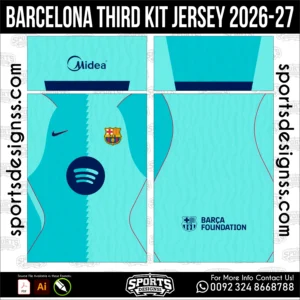 Barcelona Third Jersey 2026-27 - football shirt vector for sublimation printing