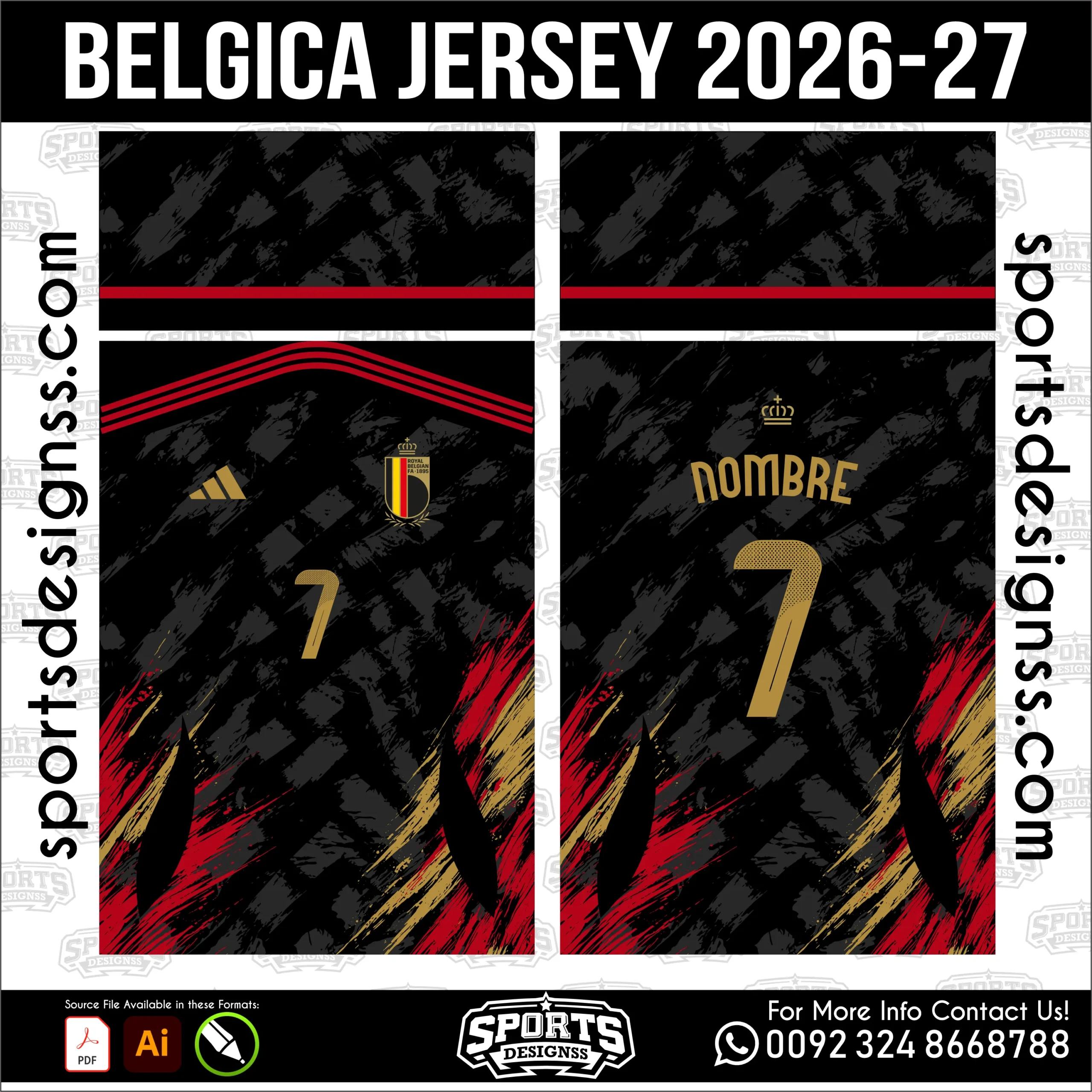 Belgium Jersey 2026-27 - football shirt vector for sublimation printing