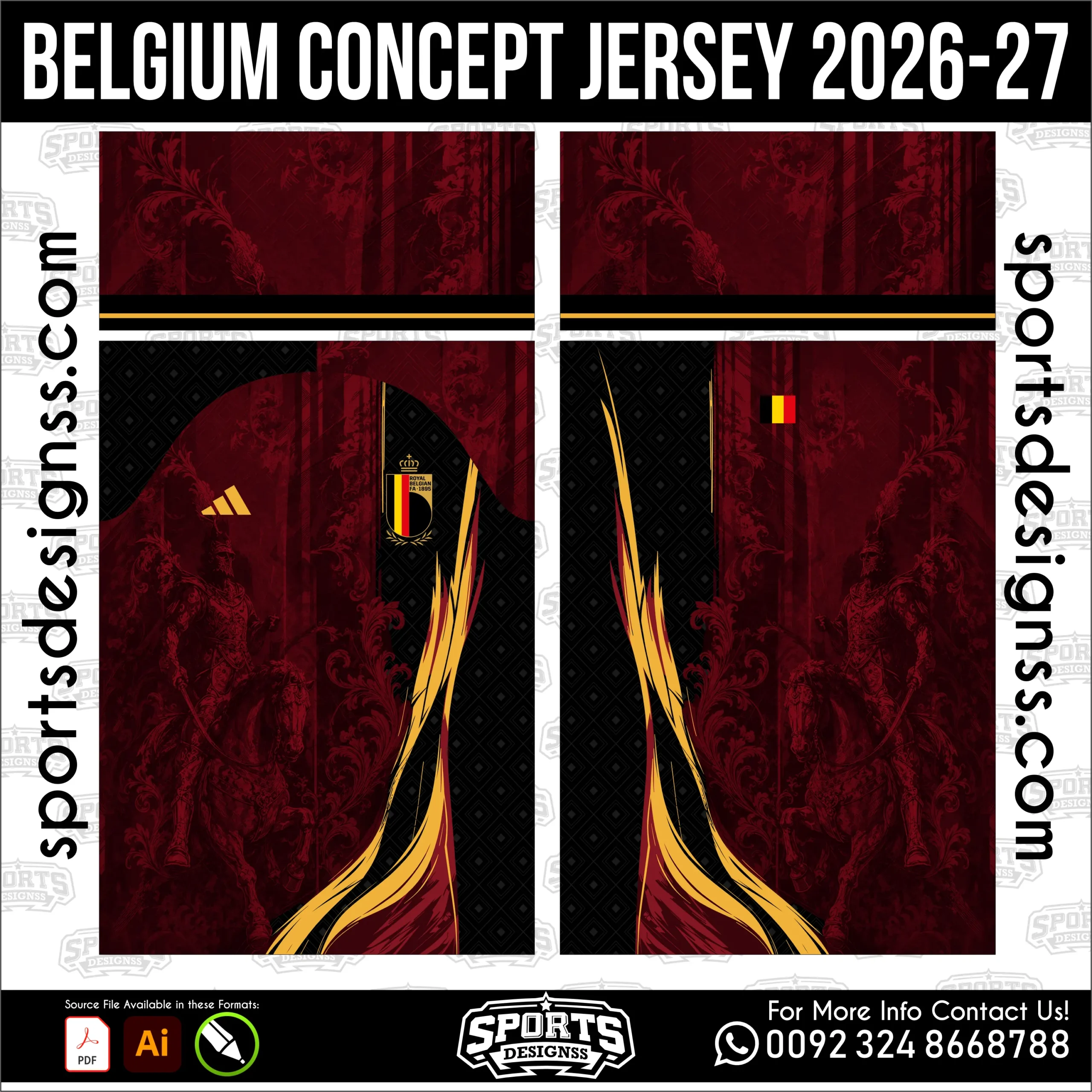 Belgium Concept Jersey 2026-27 - football shirt vector for sublimation printing