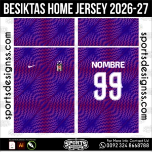 Besiktas Home Jersey 2026-27 - football shirt vector for sublimation printing