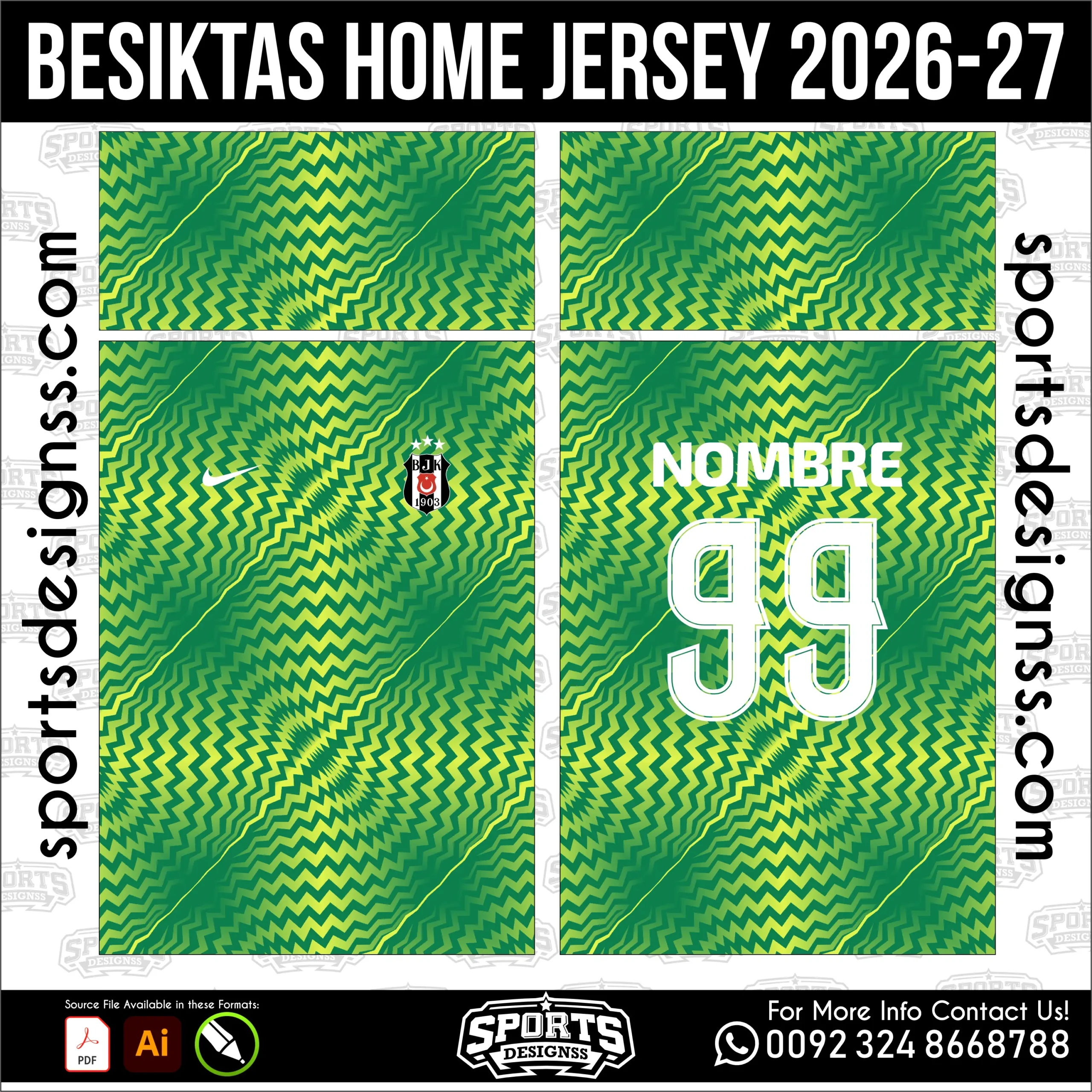 Besiktas Home Jersey 2026-27 - football shirt vector for sublimation printing
