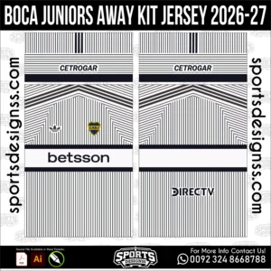 Boca Juniors Away Jersey 2026-27 - football shirt vector for sublimation printing