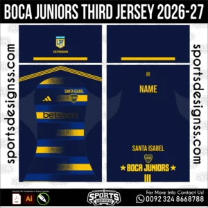 Boca Juniors Third Jersey 2026-27 - football shirt vector for sublimation printing