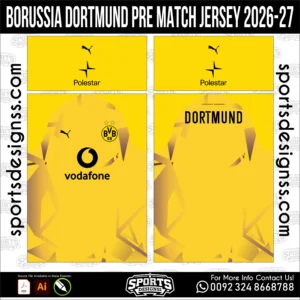 Borussia Dortmund Pre-Match Jersey 2025-26 - football shirt vector for sublimation printing