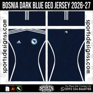 Bosnia Dark Blue Geo Jersey 2026-27 - football shirt vector for sublimation printing