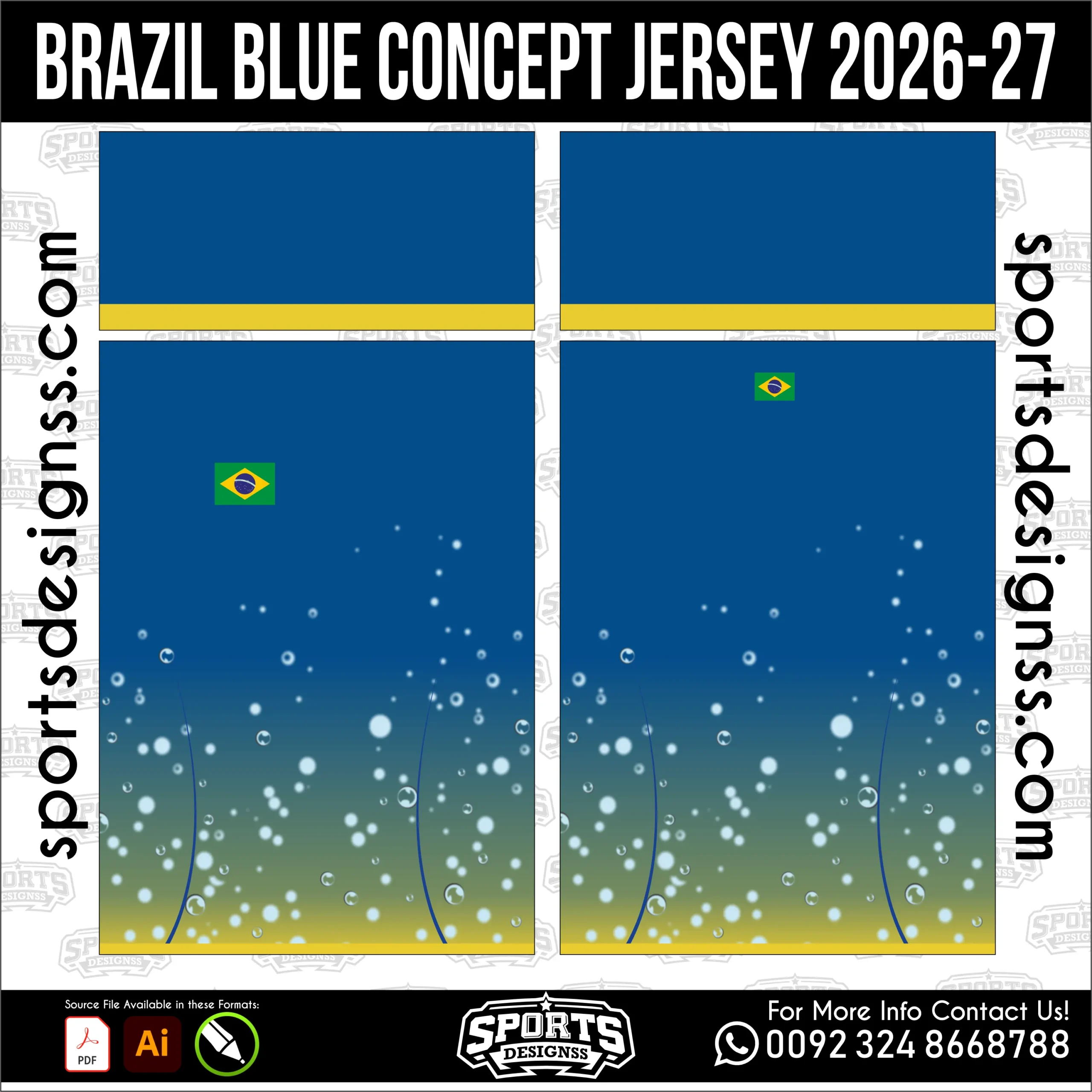Brazil Blue Concept Jersey 2026-27 - football shirt vector for sublimation printing