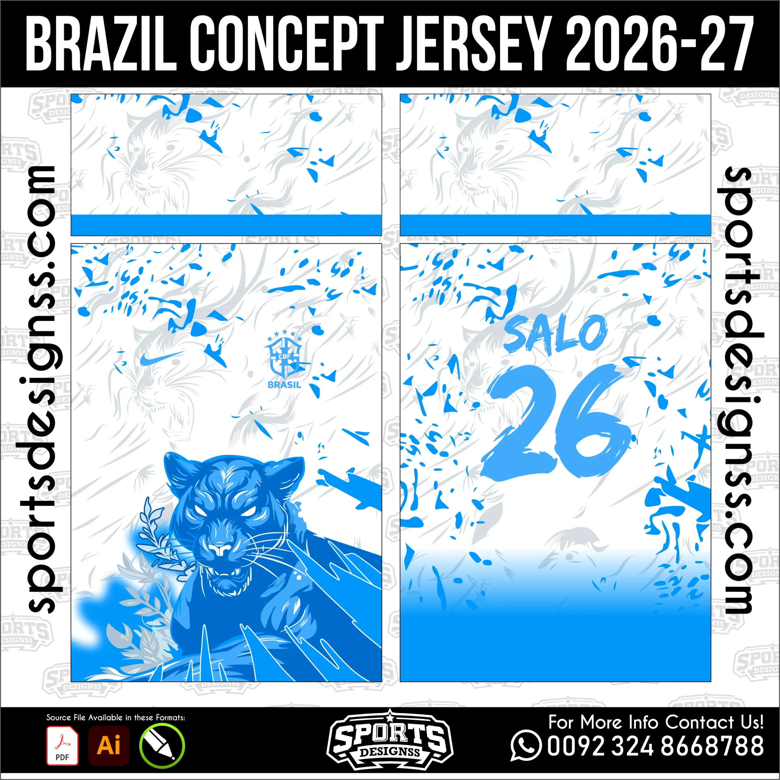Brazil Concept Jersey 2026-27 - football shirt vector for sublimation printing