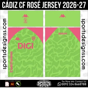 CΓ‘diz CF RosΓ© Jersey 2026-27 - football shirt vector for sublimation printing