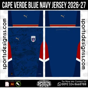 Cape Verde Navy Blue Jersey 2026-27 - football shirt vector for sublimation printing
