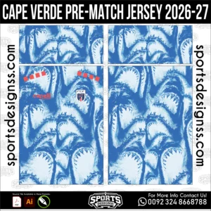 Cape Verde Pre-Match Jersey 2026-27 - football shirt vector for sublimation printing