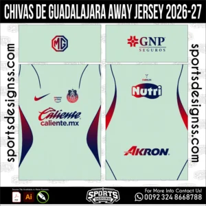 Chivas de Guadalajara Away Jersey 2026-27 - football shirt vector for sublimation printing