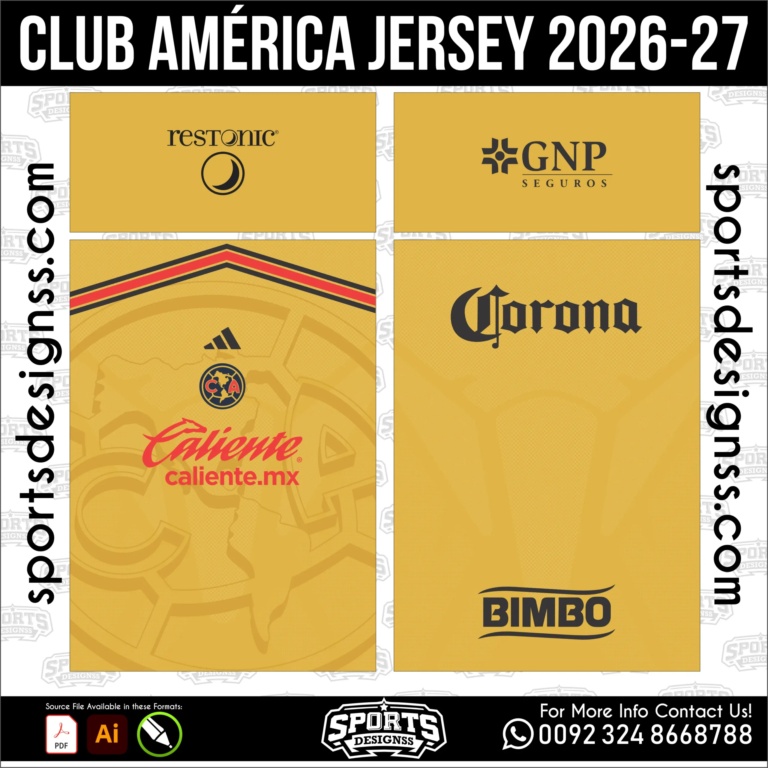 Club América Jersey 2026-27 - football shirt vector for sublimation printing