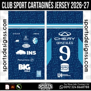 Club Sport CartaginΓ©s Jersey 2026-27 - football shirt vector for sublimation printing