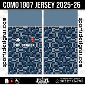 Como 1907 Jersey 2025-26 Football Shirt Vector for Sublimation