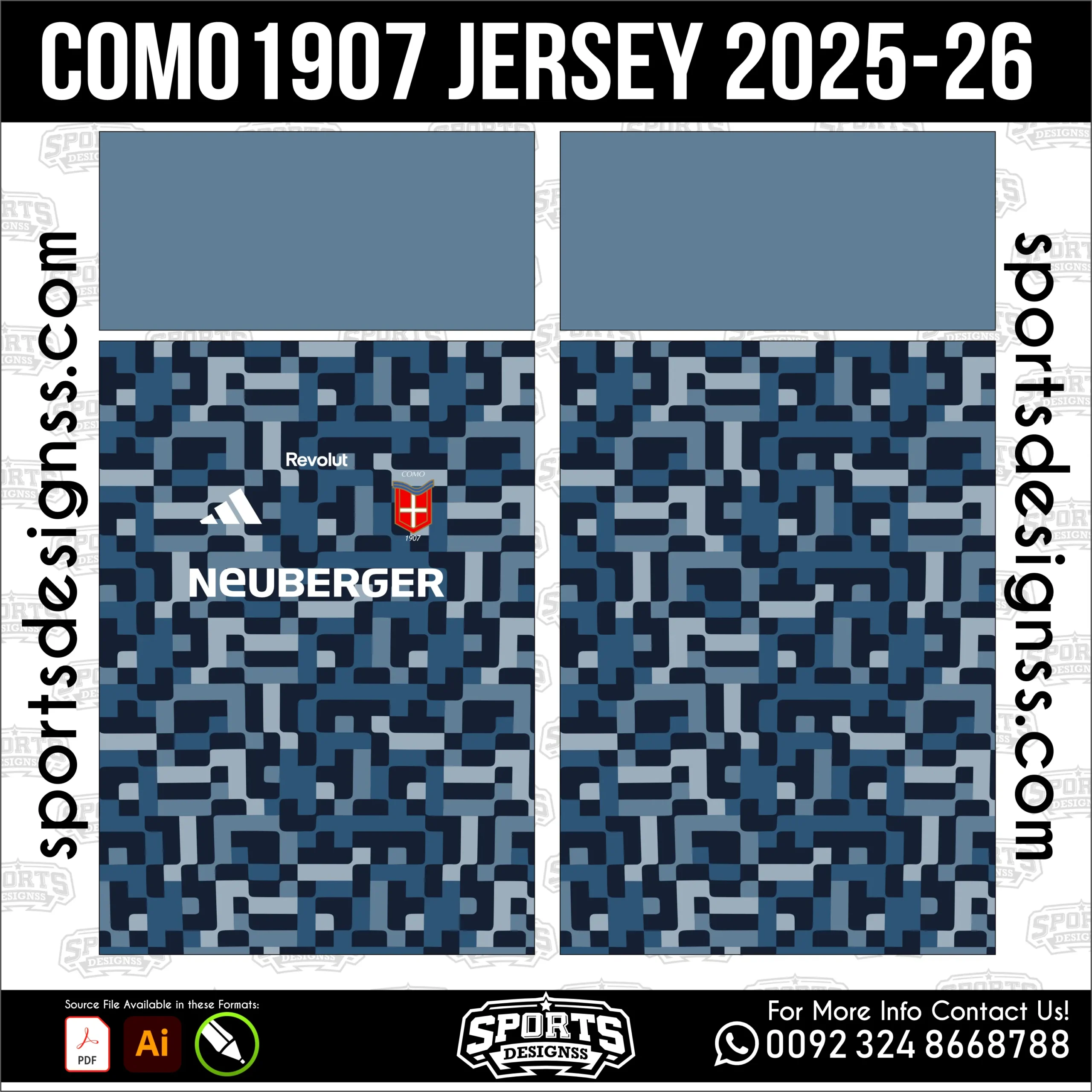 Como 1907 Jersey 2025-26 Football Shirt Vector for Sublimation