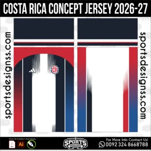 Costa Rica Concept Jersey 2026-27 - football shirt vector for sublimation printing