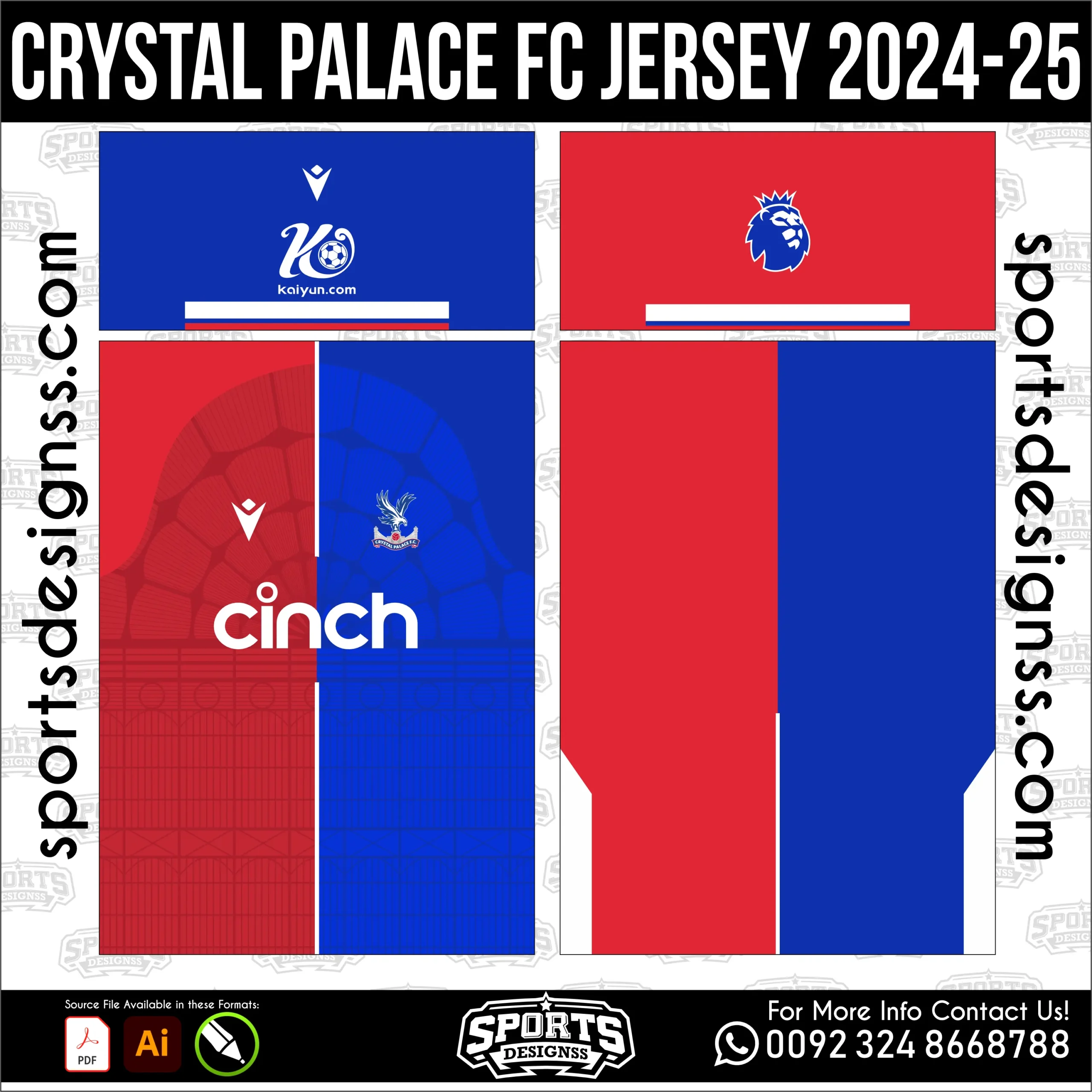 Crystal Palace FC Jersey 2024-25 - football shirt vector for sublimation printing