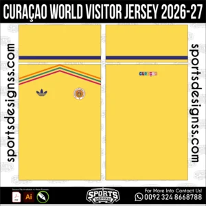 CuraΓ§ao Away Jersey 2026-27 - football shirt vector for sublimation printing
