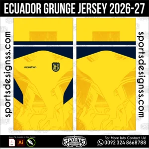 Ecuador Grunge Jersey 2026-27 - football shirt vector for sublimation printing